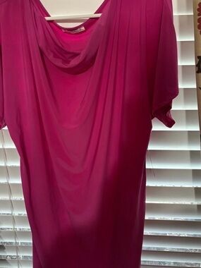 Nordstrom Fuchsia Draped Neck Short Sleeve Dress